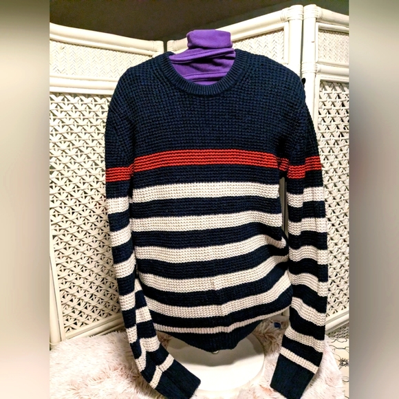 GAP Other - GAP Waffle Knit Striped Crewneck Sweater Cotton/Nylon/Wool Men's Small